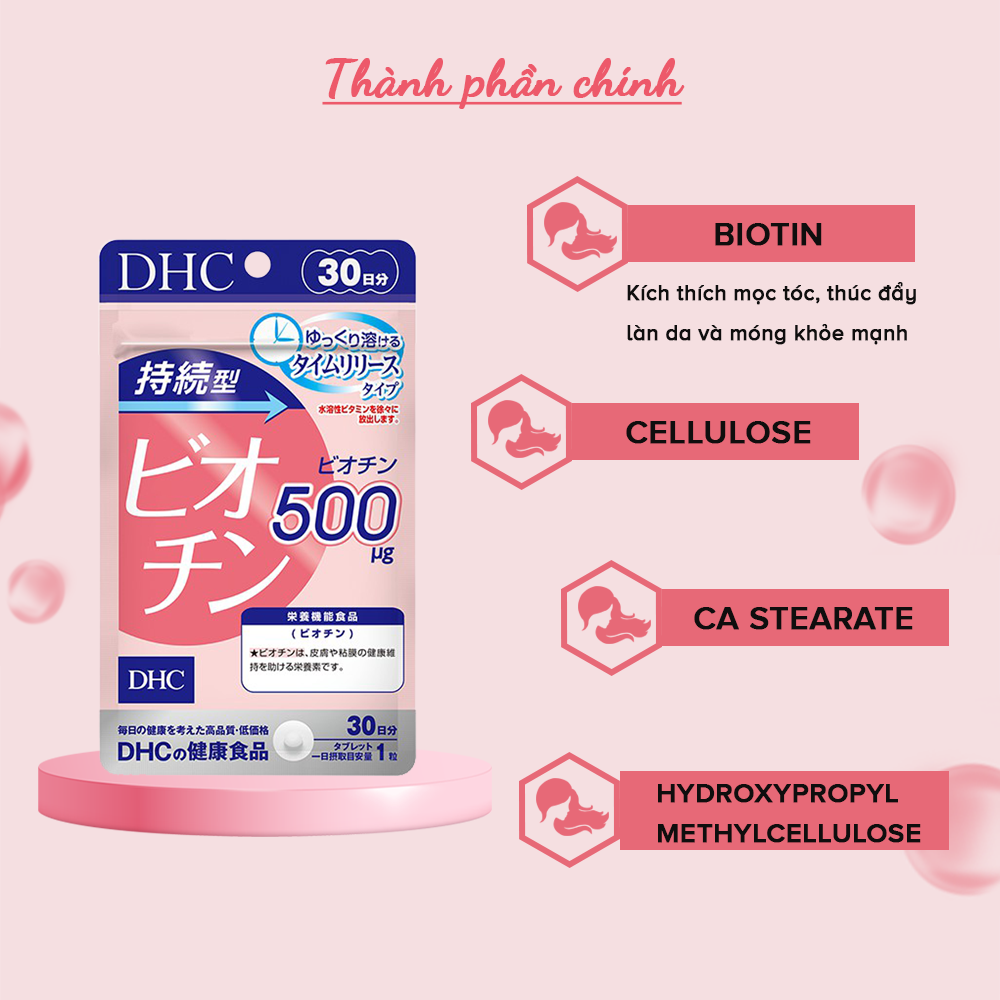 Viên uống DHC Biotin Nhật Bản ngăn rụng kích thích mọc tóc tăng sức đề kháng 30 ngày