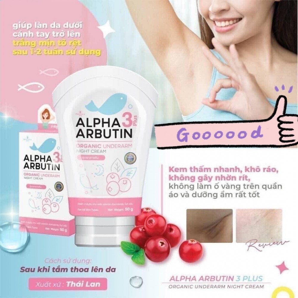 Kem dưỡng trắng vùng nách Alpha Arbutin 3 plus Organic Underarm Night Cream
